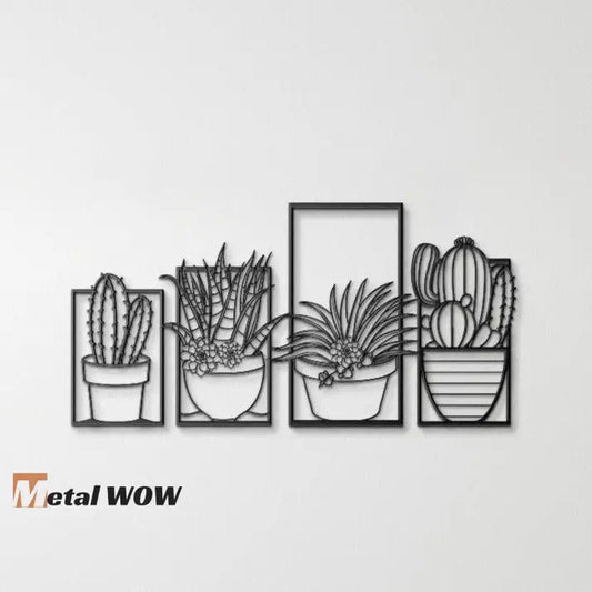 4 Pieces Cactus Metal Sign - Metal WOW
