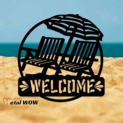 Beach Welcome Metal Sign - Metal WOW