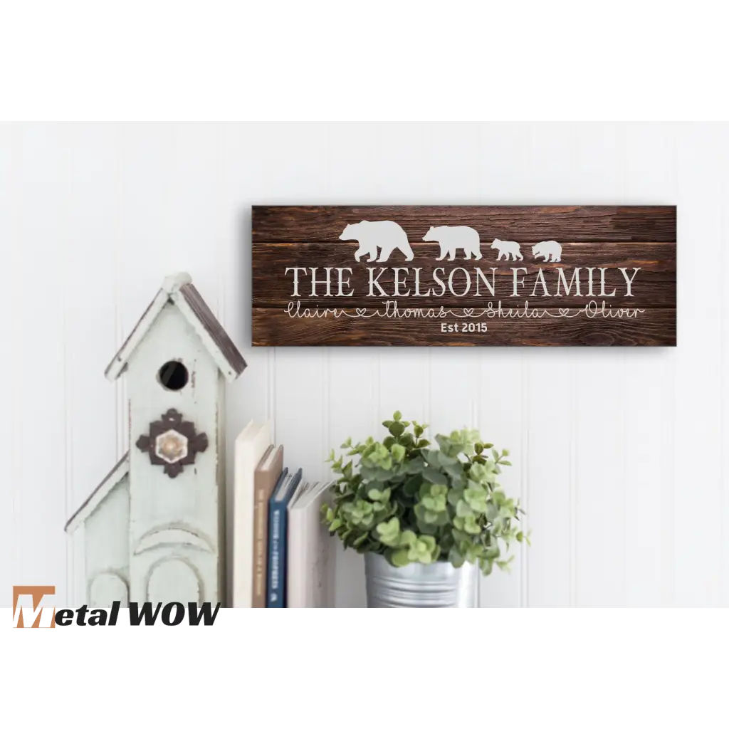 Bear Family Wood Sign - UV Printed MDF Sign - 15x5