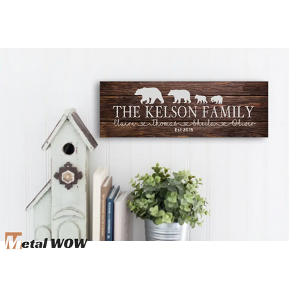 Bear Family Wood Sign - UV Printed MDF Sign - 15x5