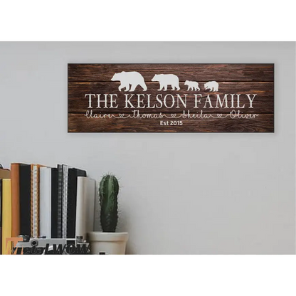 Bear Family Wood Sign - UV Printed MDF Sign - 15x5