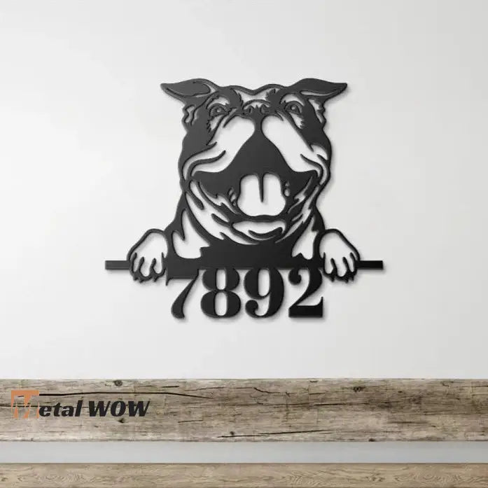 Dog Metal House Number Sign - Metal WOW
