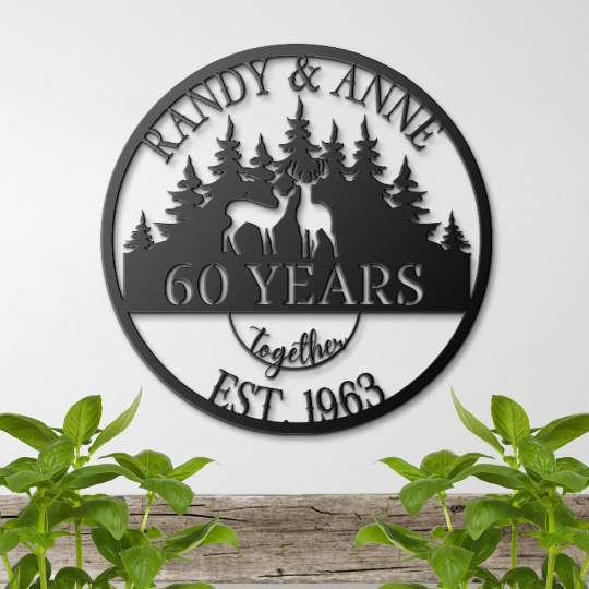 60th Anniversary Deers Metal Sign