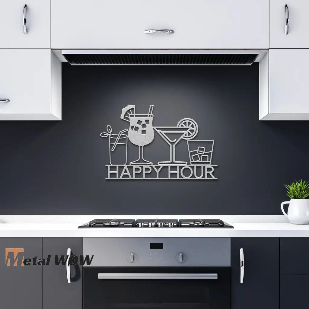 Happy Hour Metal Sign - Metal WOW