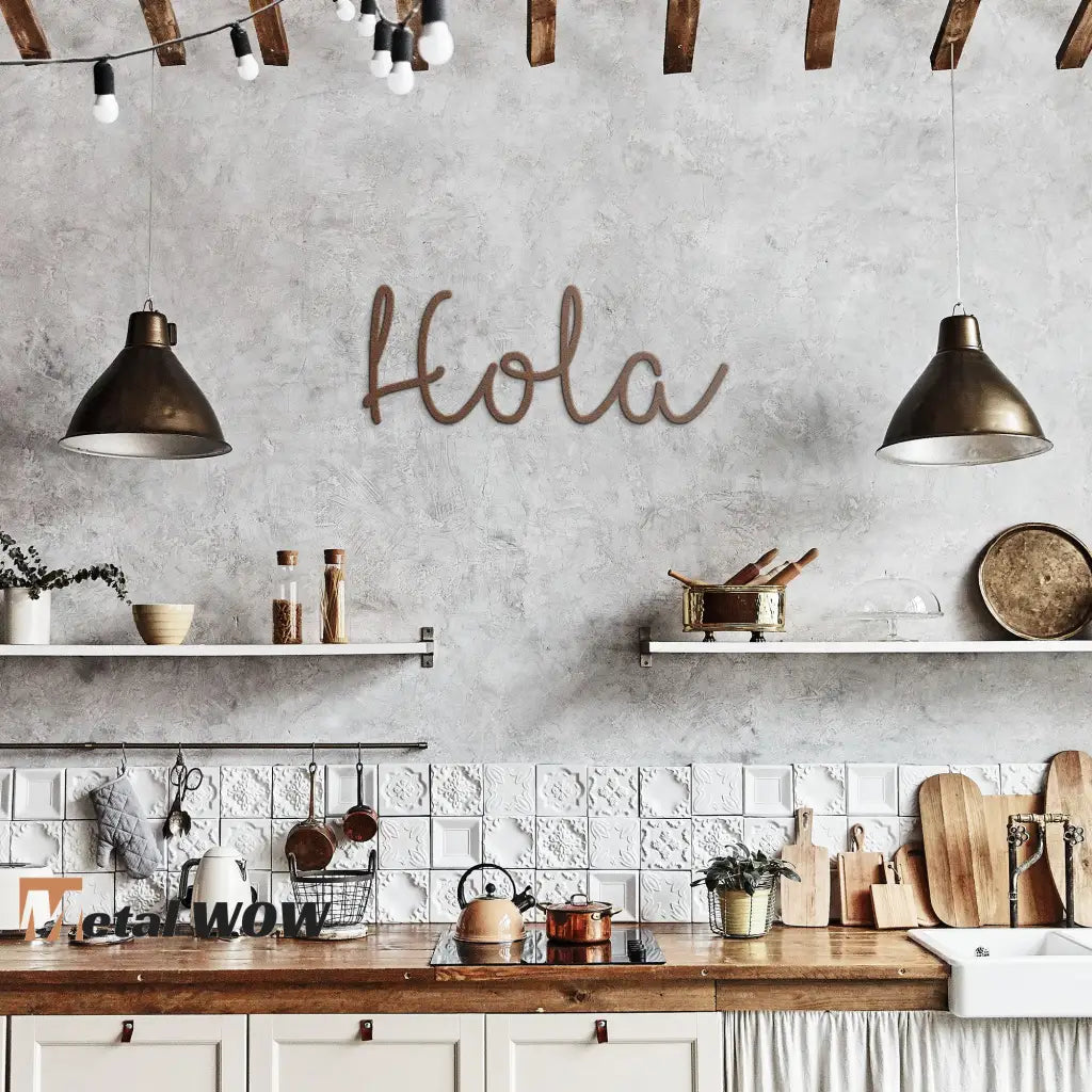 Hola Spanish Metal Wall Art - Metal WOW