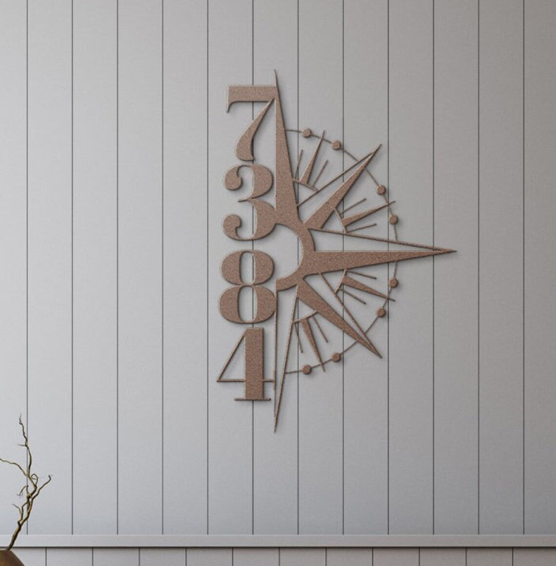 Vertical House Number Compass Sign