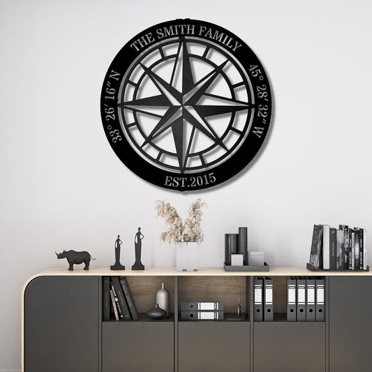 Personalized Compass Metal Sign