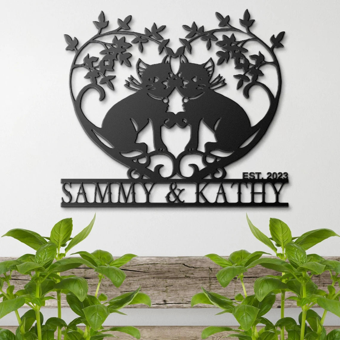 Cats Couple Wedding Metal Sign