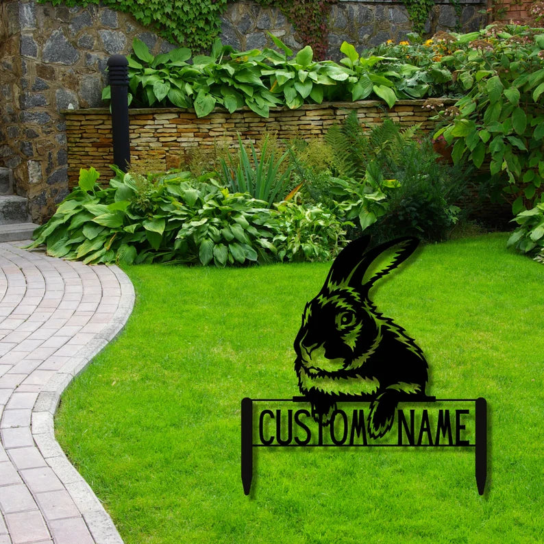 Personalized Metal Rabbit Yard Art