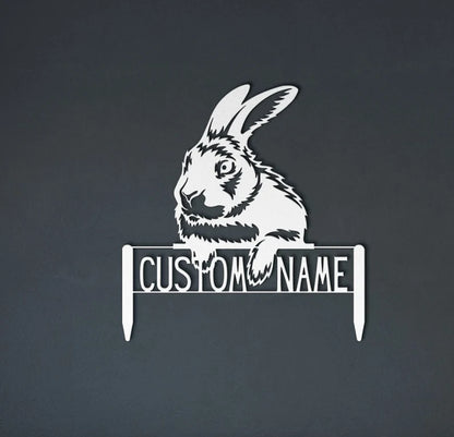 Personalized Metal Rabbit Yard Art