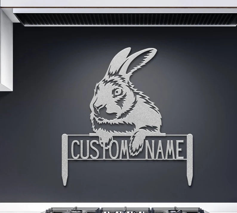 Personalized Metal Rabbit Yard Art