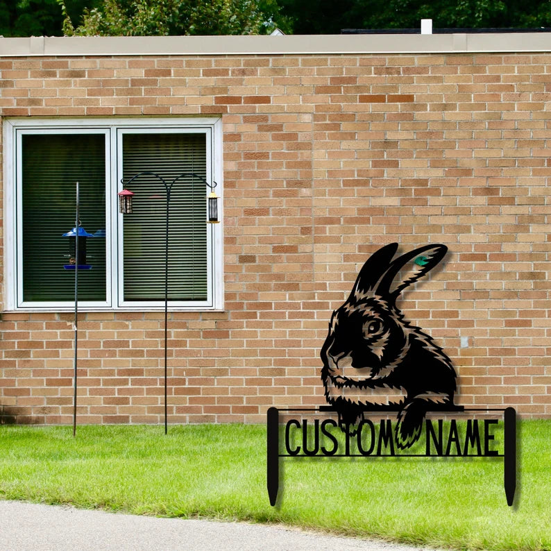 Personalized Metal Rabbit Yard Art