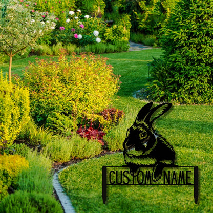 Personalized Metal Rabbit Yard Art