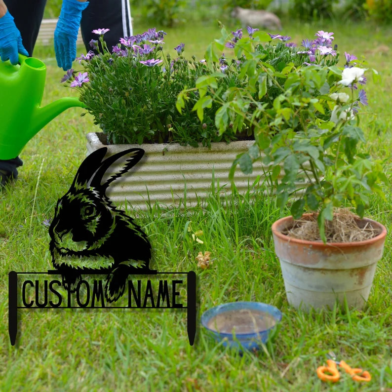 Personalized Metal Rabbit Yard Art