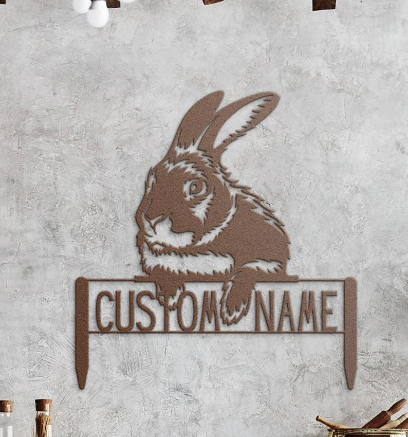 Personalized Metal Rabbit Yard Art