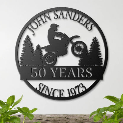 50th Birthday Motorcycle Metal Sign