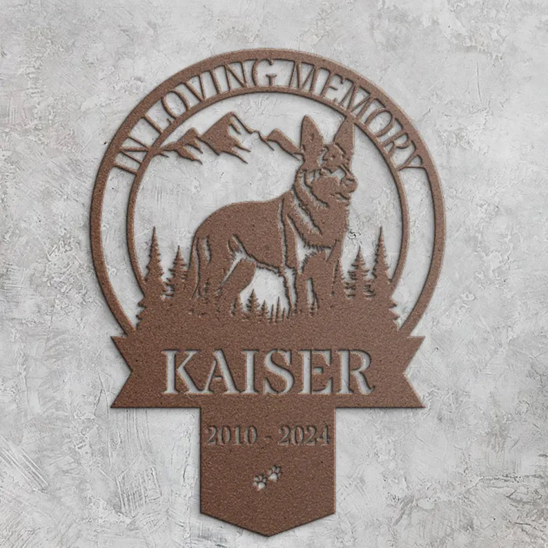 copper German Shepherd Memorial Plaque Stake