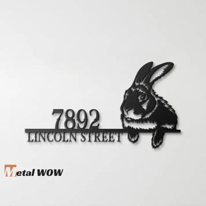 Metal Rabbit Address Sign - Metal WOW