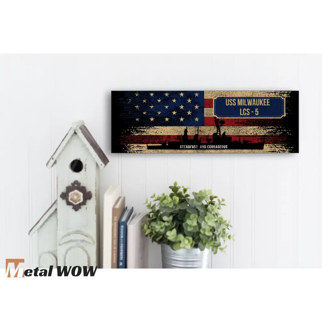 Navy Veteran Wood Sign - USA Flag - UV Printed MDF Sign -