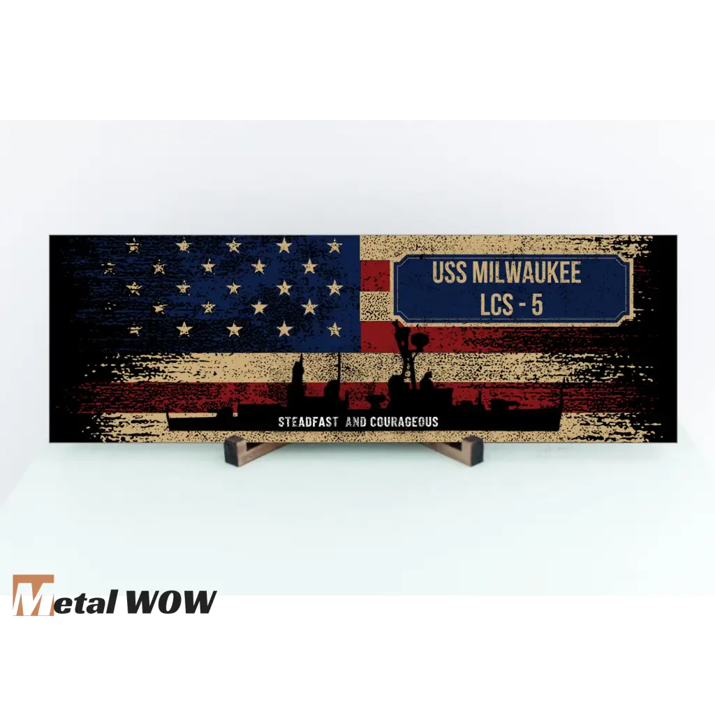 Navy Veteran Wood Sign - USA Flag - UV Printed MDF Sign -