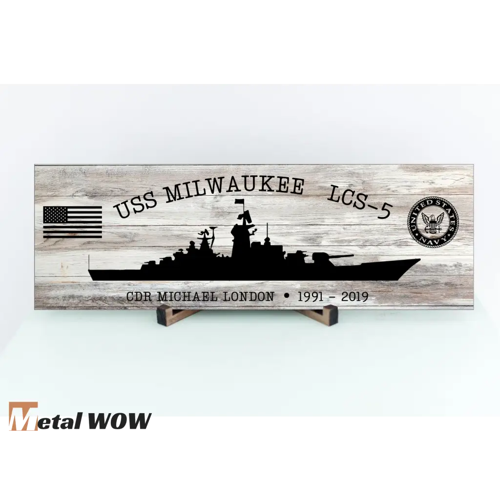 Navy Veteran Wood Sign - White - UV Printed MDF Sign - 15x5