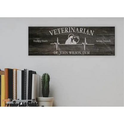 Veterinarian Wood Sign - Black - Metal WOW