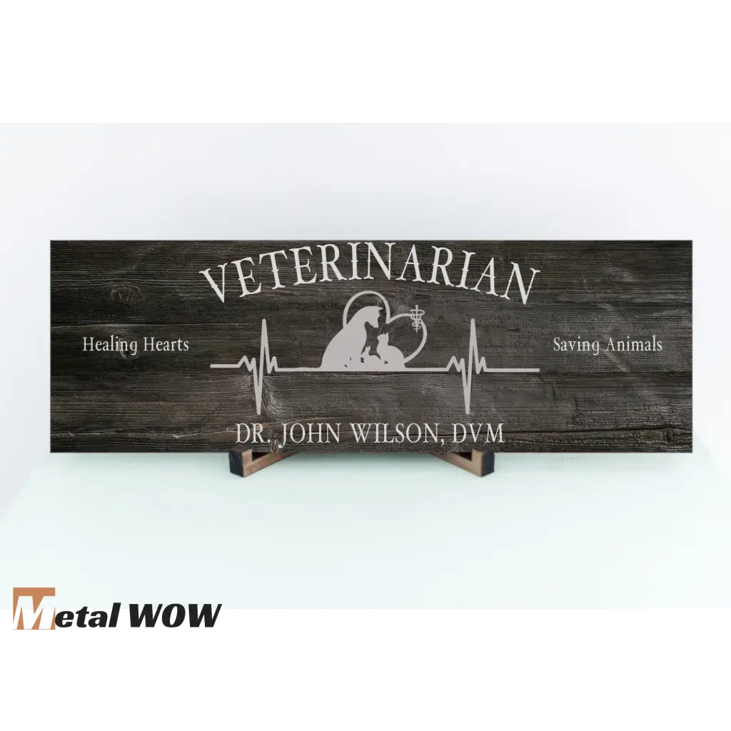 Veterinarian Wood Sign - Black - Metal WOW