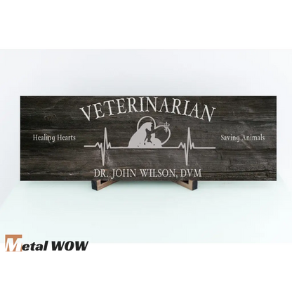 Veterinarian Wood Sign - Black - Metal WOW