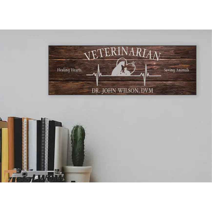 Veterinarian Wood Sign - Brown - UV Printed MDF Sign - 15x5