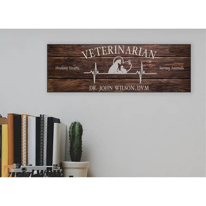 Veterinarian Wood Sign - Brown - UV Printed MDF Sign - 15x5