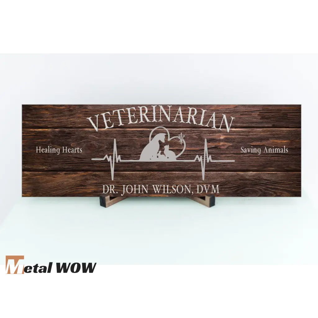 Veterinarian Wood Sign - Brown - UV Printed MDF Sign - 15x5