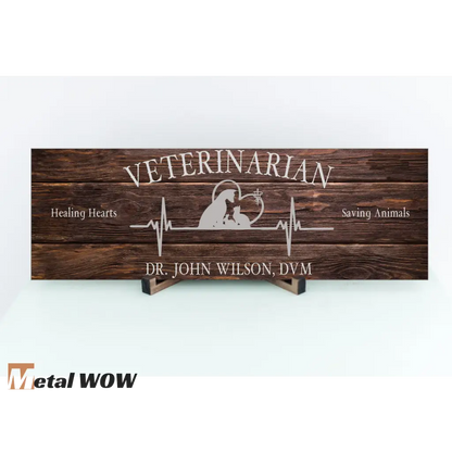 Veterinarian Wood Sign - Brown - UV Printed MDF Sign - 15x5