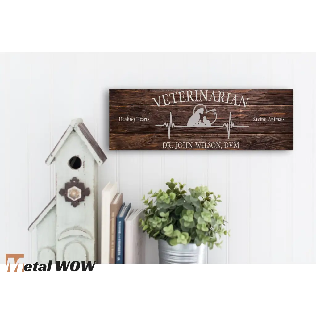 Veterinarian Wood Sign - Brown - UV Printed MDF Sign - 15x5