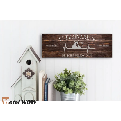 Veterinarian Wood Sign - Brown - UV Printed MDF Sign - 15x5