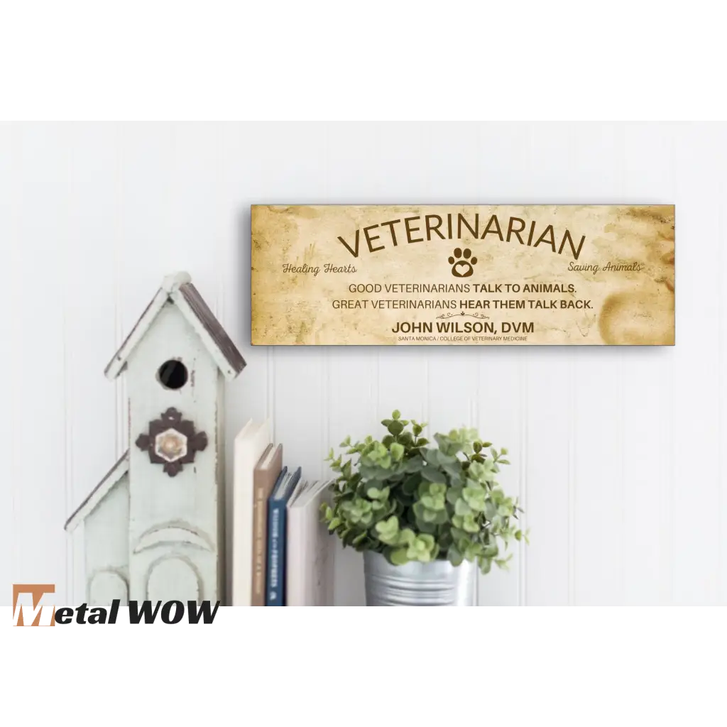 Veterinarian Wood Sign - Light Brown - UV Printed MDF Sign -