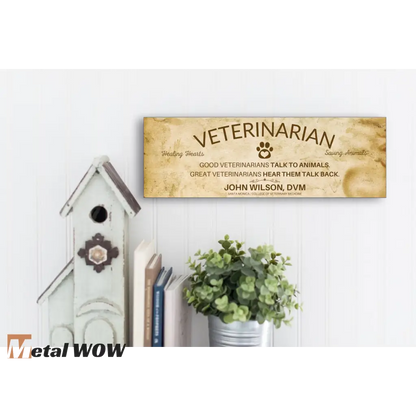 Veterinarian Wood Sign - Light Brown - UV Printed MDF Sign -