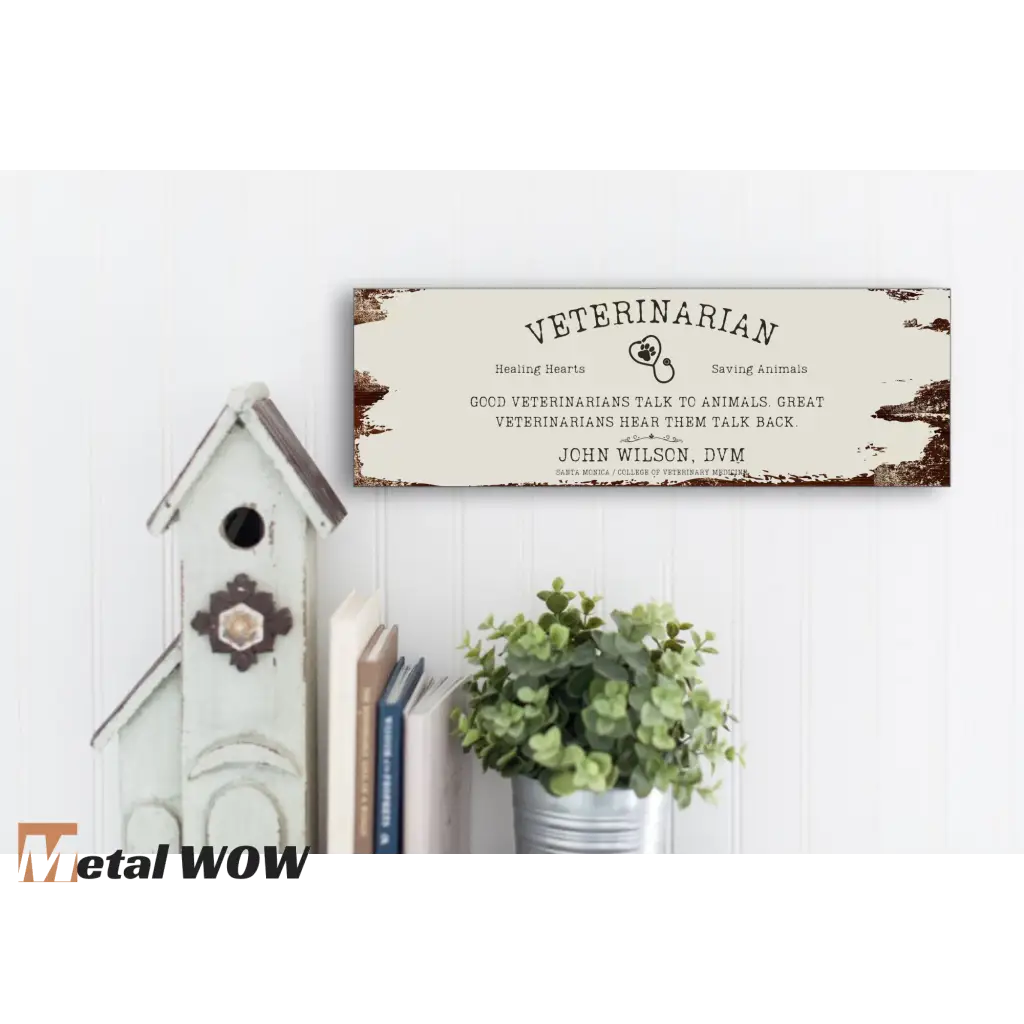 Veterinarian Wood Sign - Vintage - Metal WOW