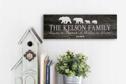 Bear Family Wood Sign (Black)