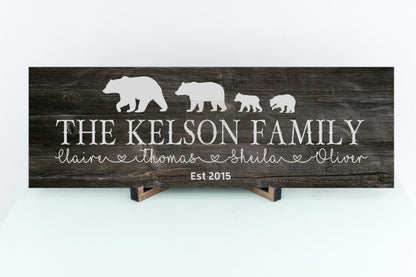 Bear Family Wood Sign (Black)