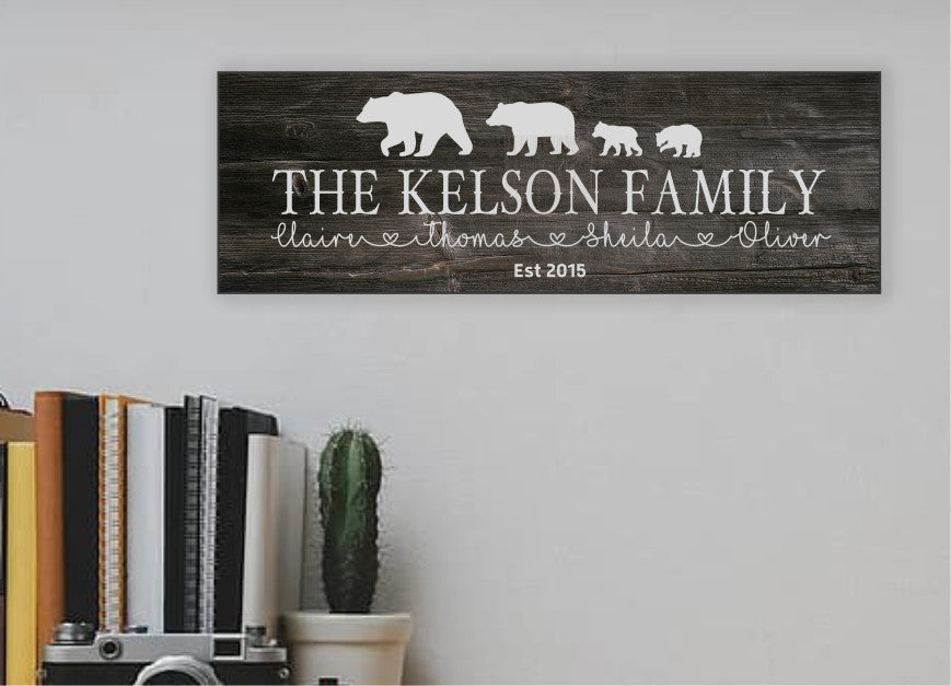 Bear Family Wood Sign (Black)