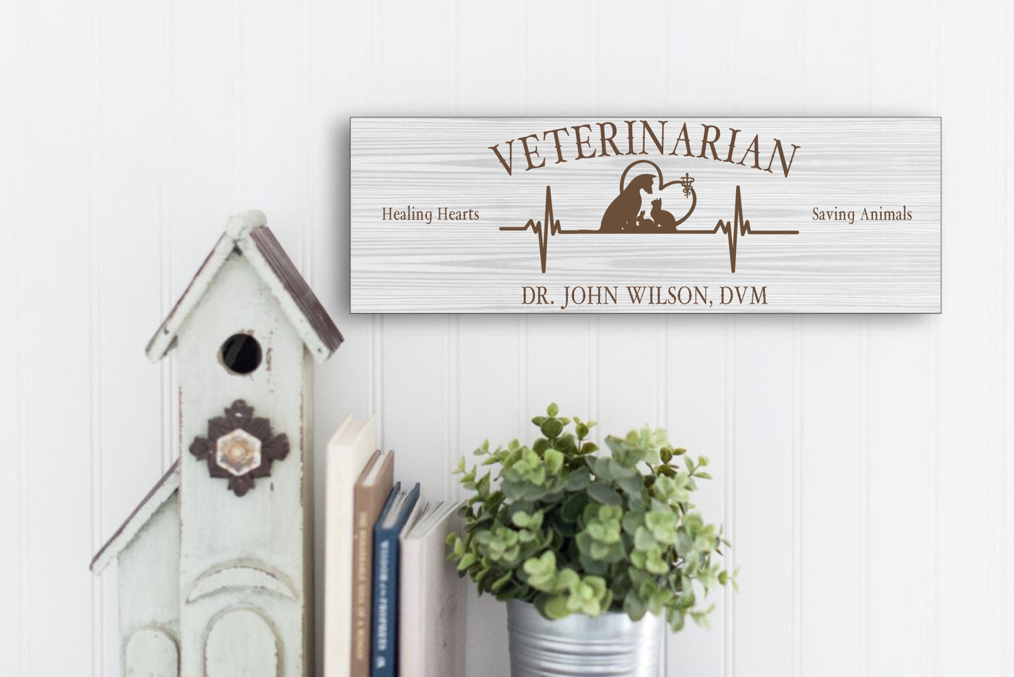 Veterinarian Wood Sign - White