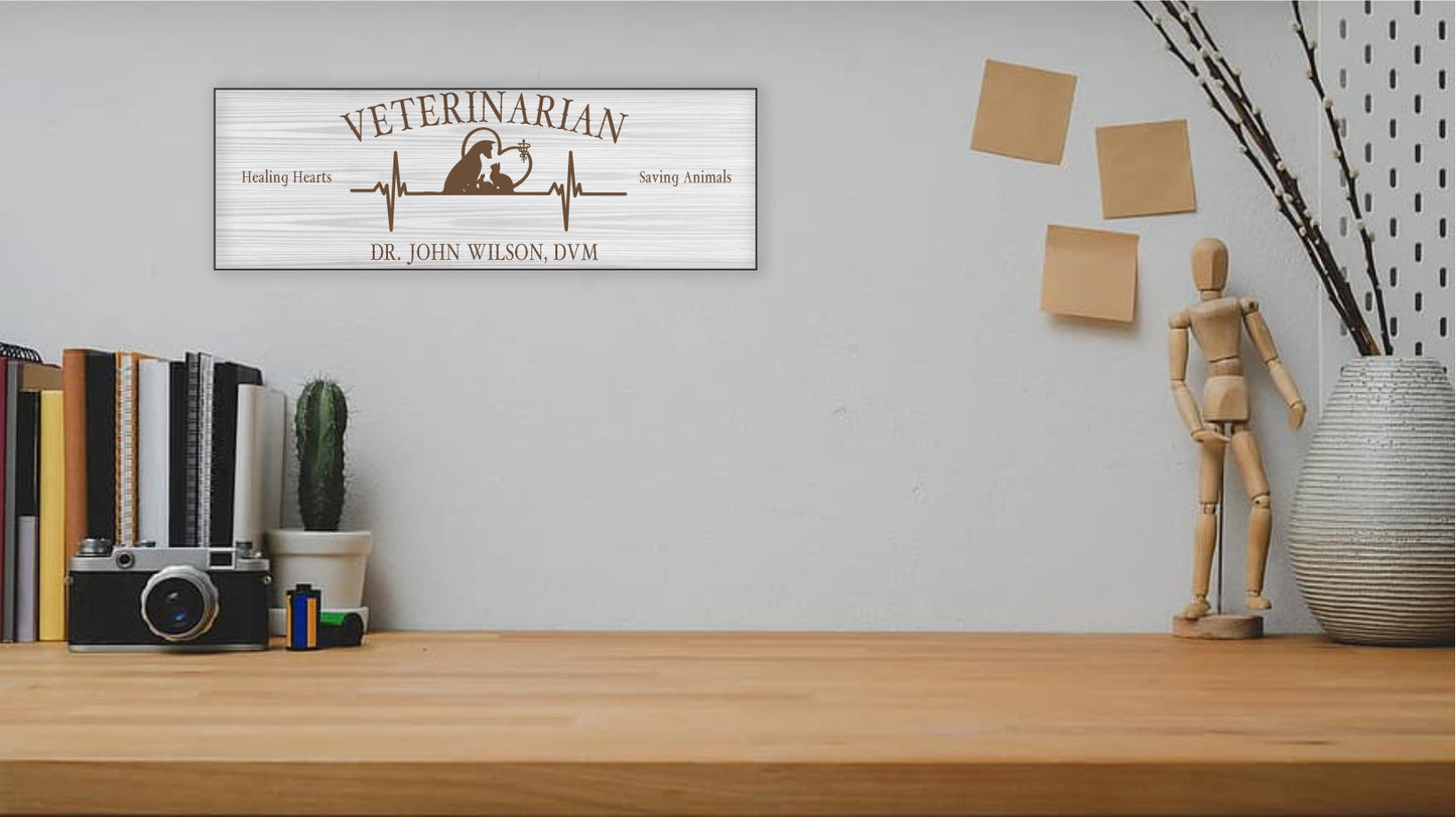 Veterinarian Wood Sign - White