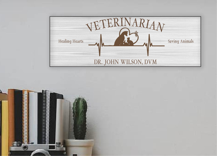 Veterinarian Wood Sign - White