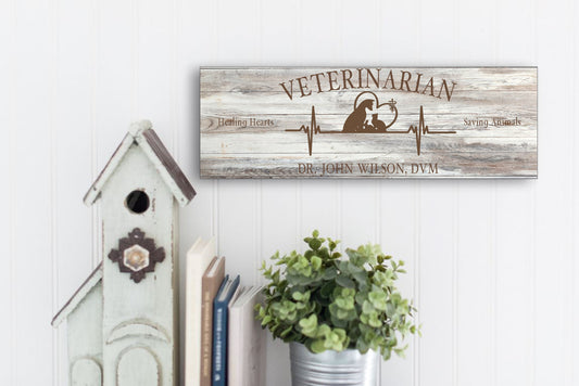 Letrero de madera veterinario - Gris