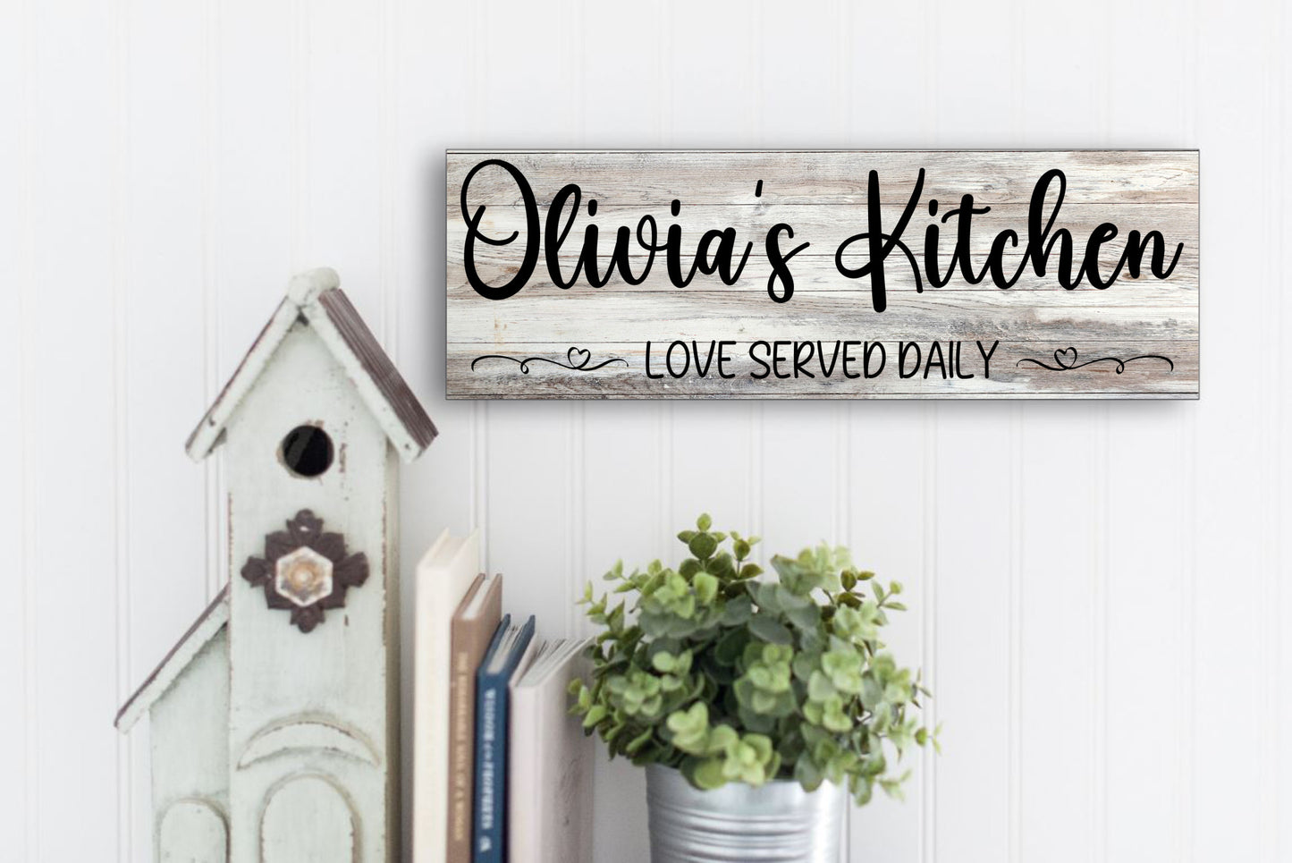 Kitchen Wood Sign - White