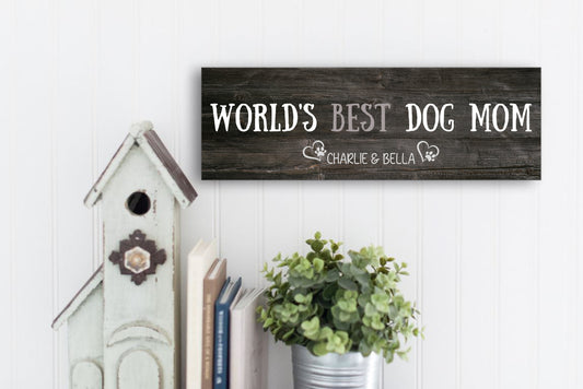 Dog Mom Wood Sign - Black