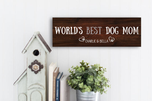 Dog Mom Wood Sign - Brown