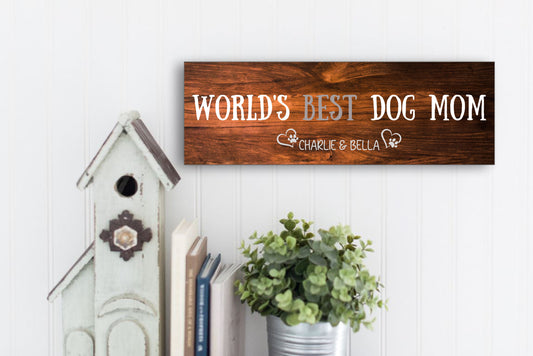 Dog Mom Wood Sign - Light Brown