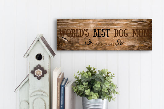 Dog Mom Wood Sign - Light Brown 2