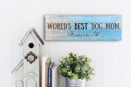 Dog Mom Wood Sign - Blue